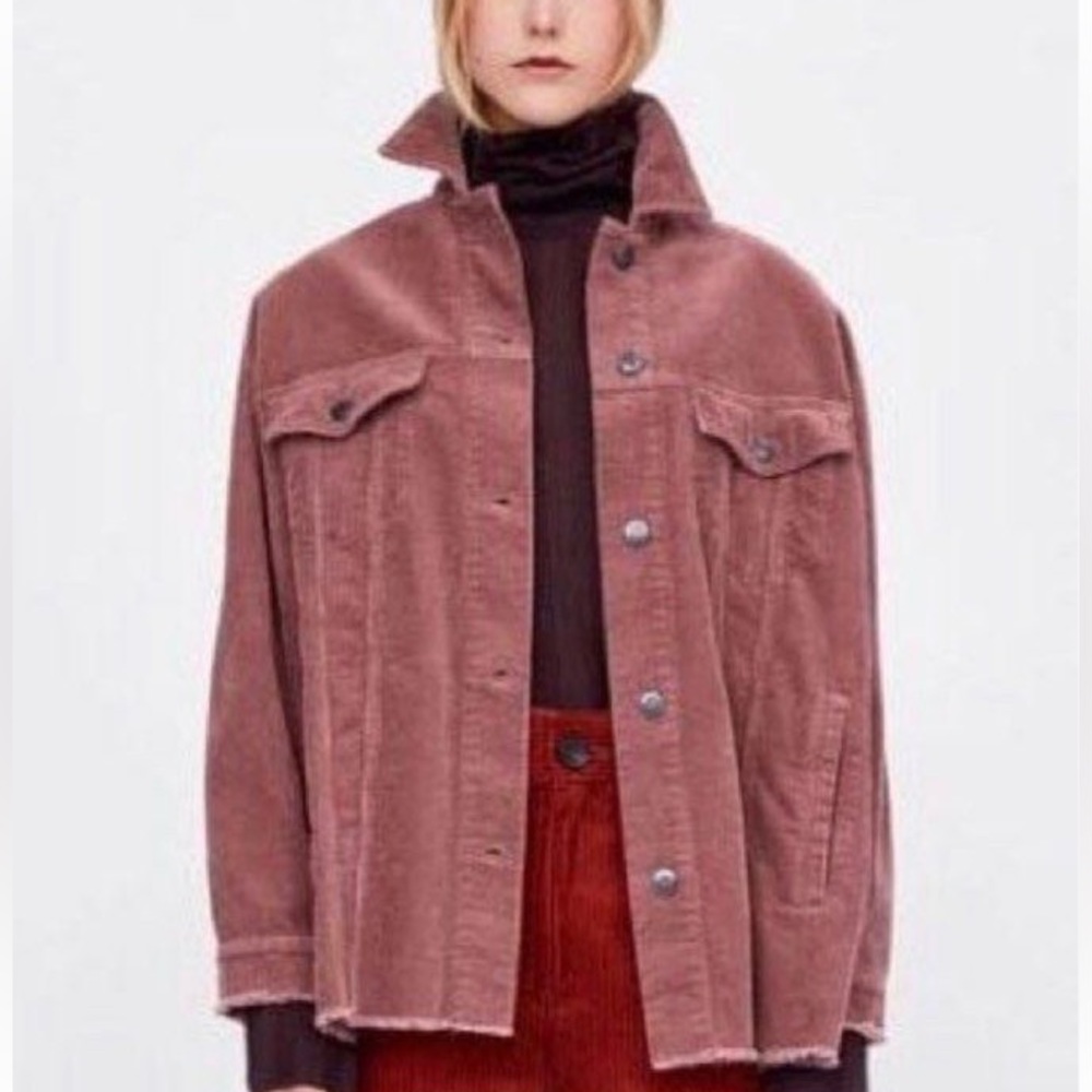 Women's Size Large Zara Corduroy Overshirt Ribbed Shacket - Trendy Fall Fashion